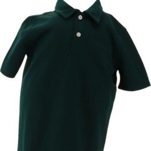 NWT LANDS' END BOY'S SHORT SLEEVE POLY PIQUE POLO SHIRT EVERGREEN MEDIUM (5-6)